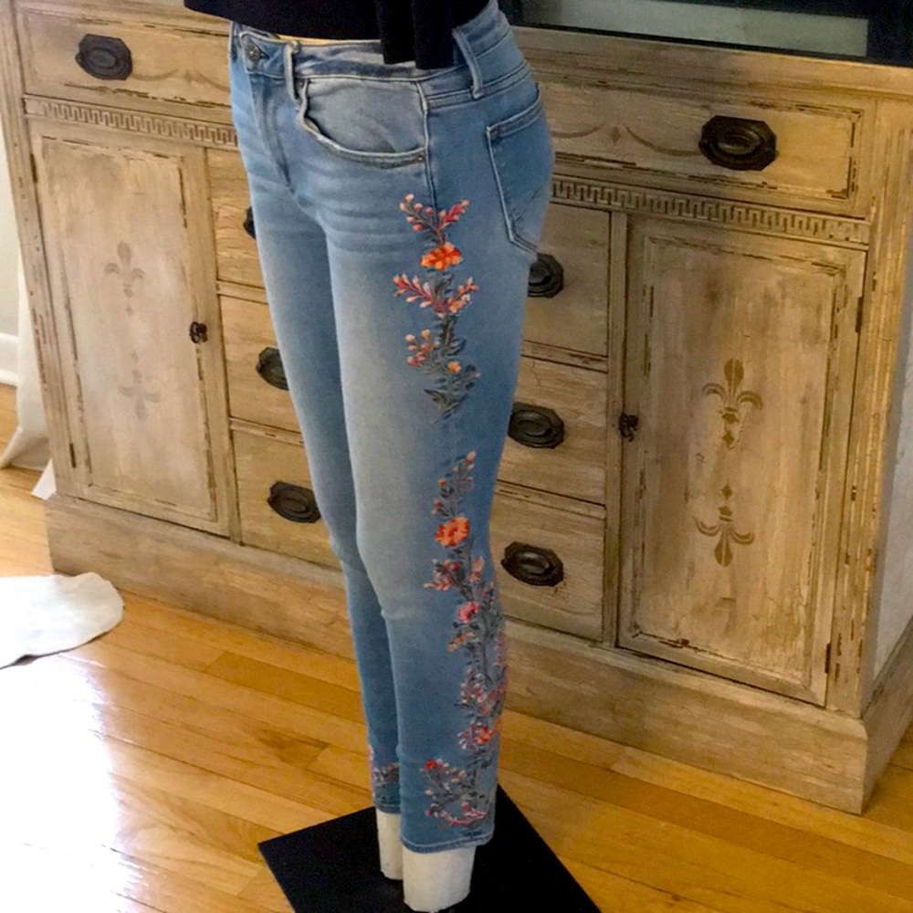Driftwood embroidered jeans.